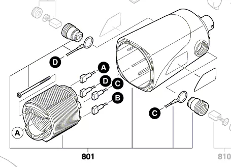 Stator + Carter réf. 2 610 396 239 Skil